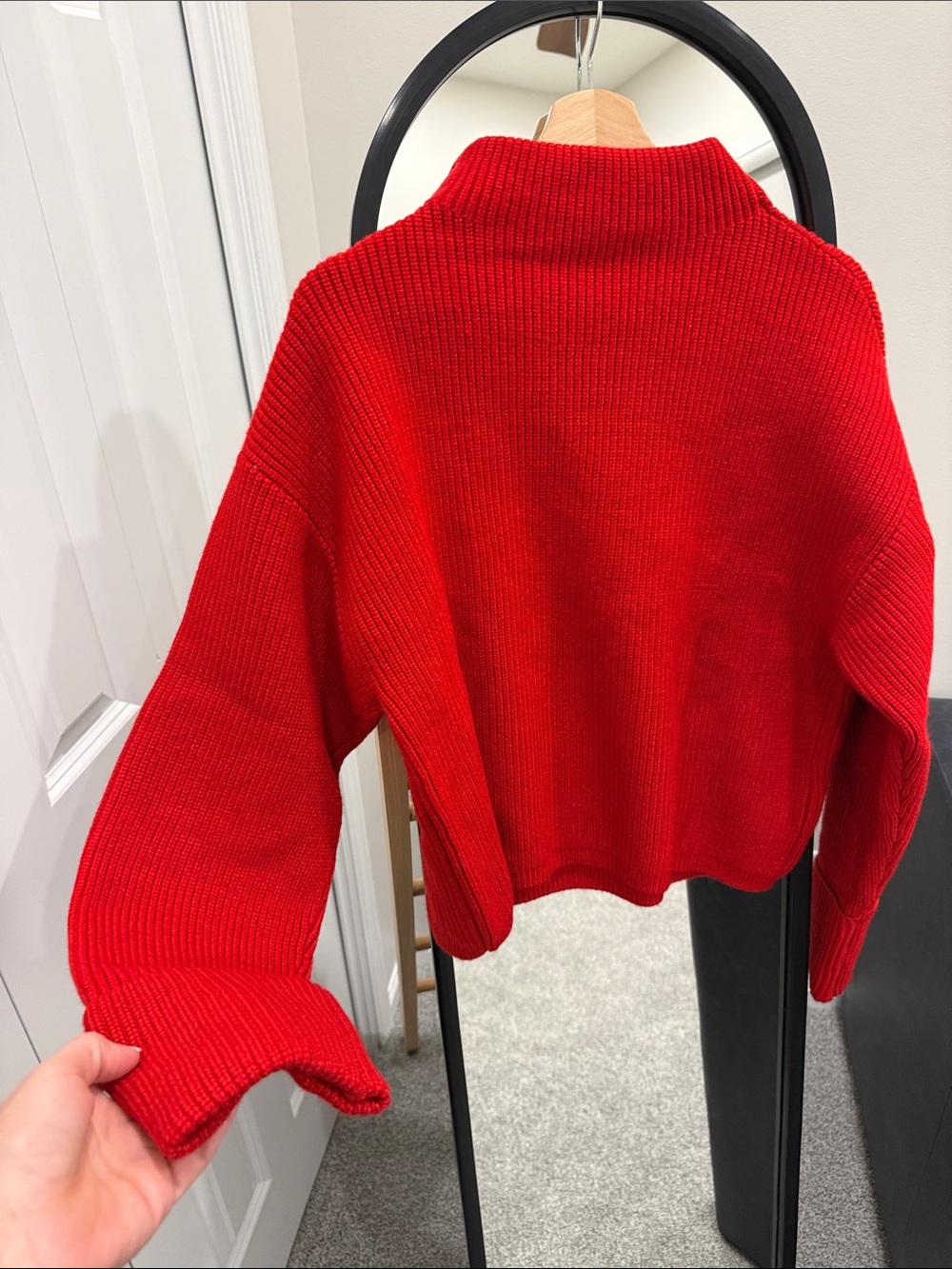 Mango Red Ribbed Mock Neck Sweater - Picture 4 of 7